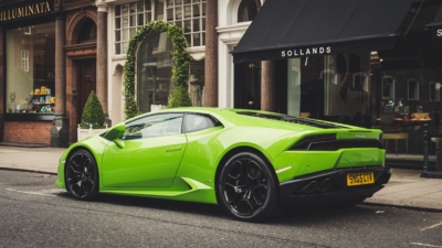 Green Lamborghini With Number Plates