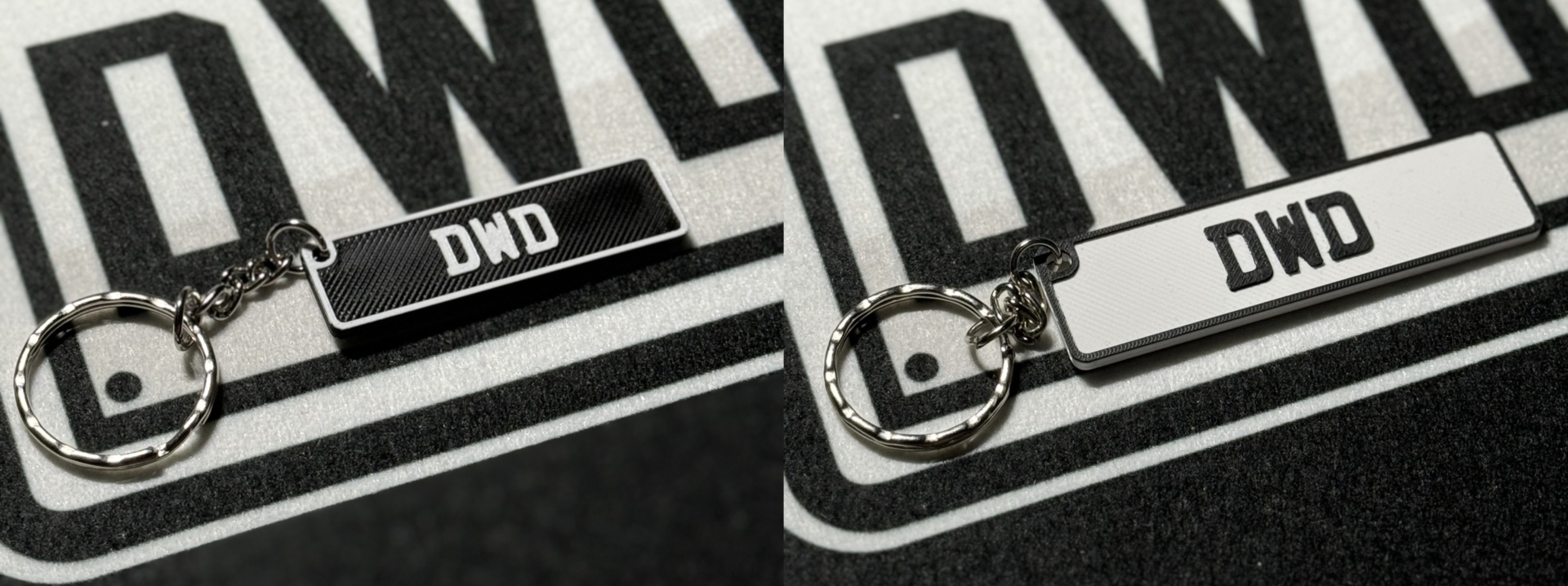 White & Black Number Plate Key Rings