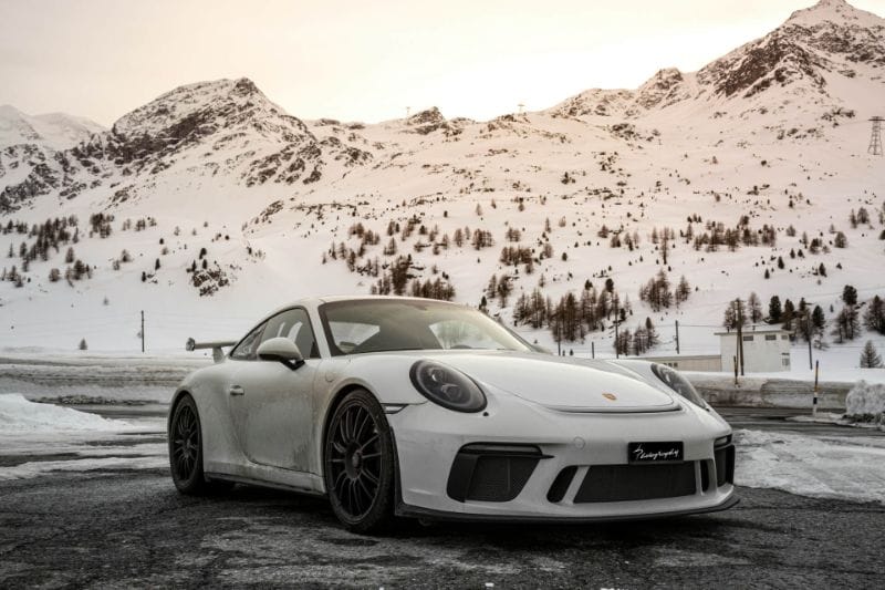 White Porsche In Snow