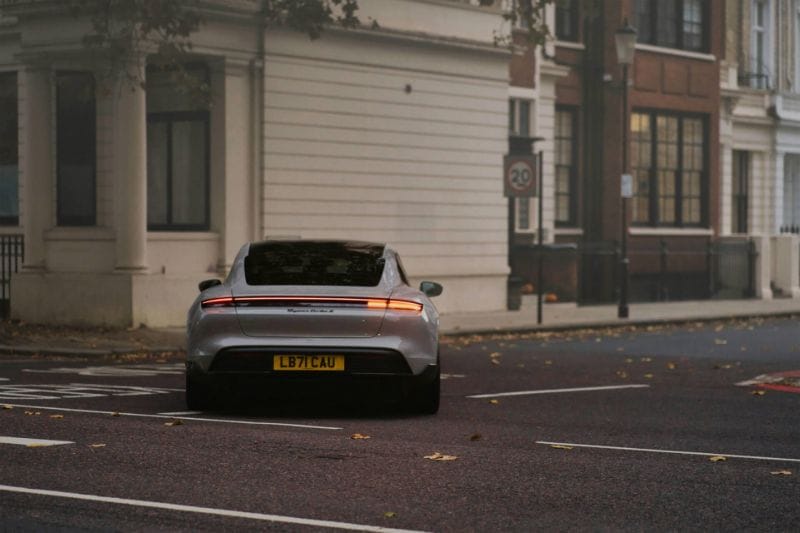 Grey Porsche in City