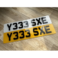 Y333 SXE | Customised DVLA Private Number Plate | Cherished Registration Number Plate | DVLA Personalised VRM